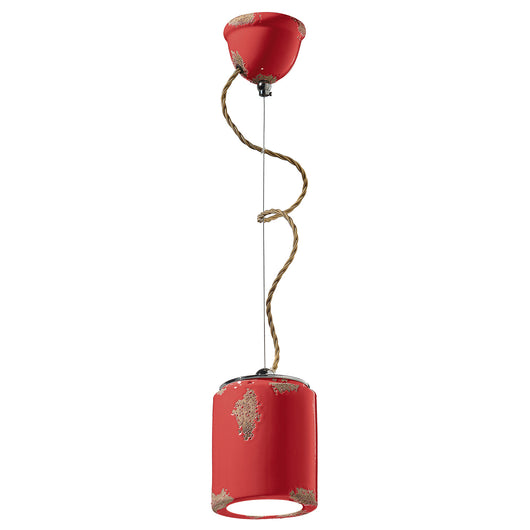 Lampadario Vintage Ceramica Rossa 1 Luce E27