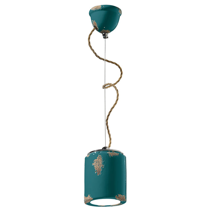 Lampadario Vintage Ceramica Verde 1 Luce E27