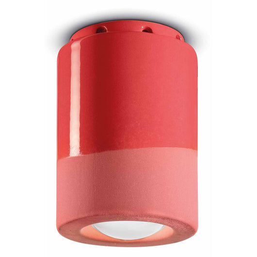 Plafoniera Vintage Decò Pi Ceramica Rosso Corallo 1 Luce E14