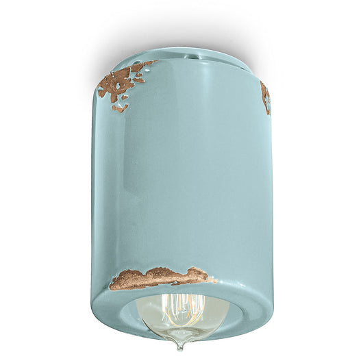 Plafoniera Vintage Ceramica Azzurra 1 Luce E14