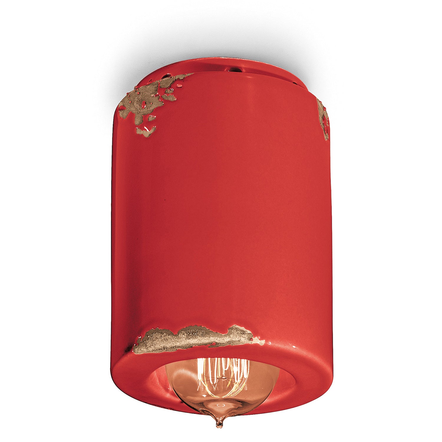 Plafoniera Vintage Ceramica Rossa 1 Luce E14