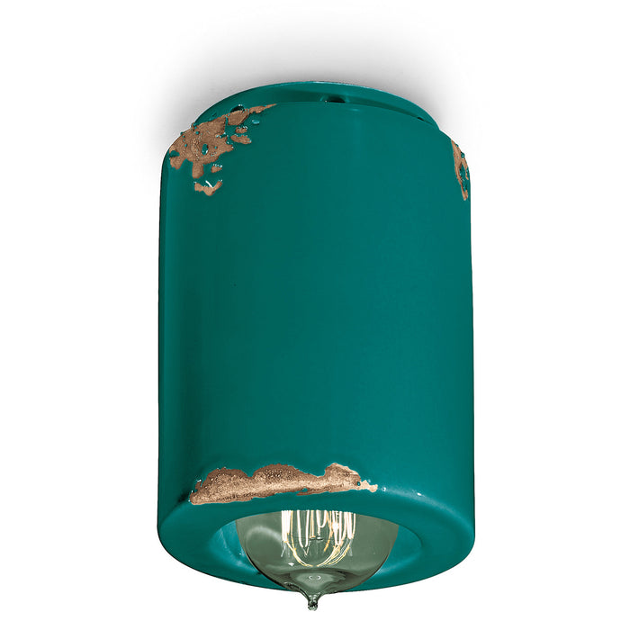 Plafoniera Vintage Ceramica Verde 1 Luce E14