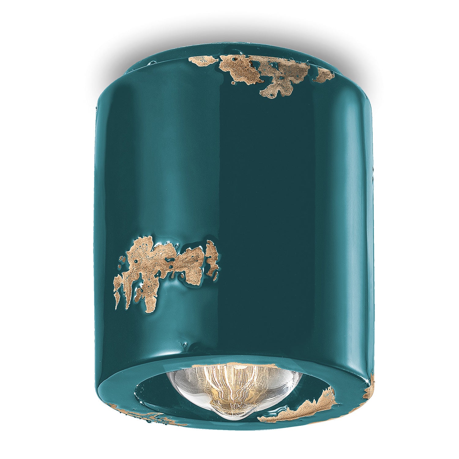 Plafoniera Vintage Cilindrica Ceramica Verde 1 Luce E27