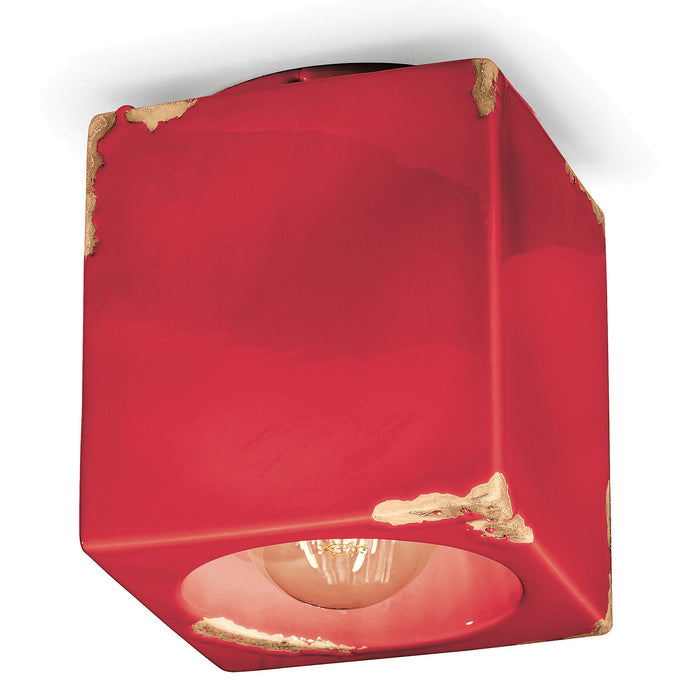 Plafoniera Vintage Ceramica Rossa 1 Luce E27