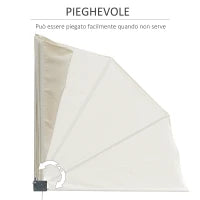 Tenda Frangivista a Ventaglio Salvaspazio e Richiudibile in Alluminio e Poliestere, 140x10x140cm Bianco Crema