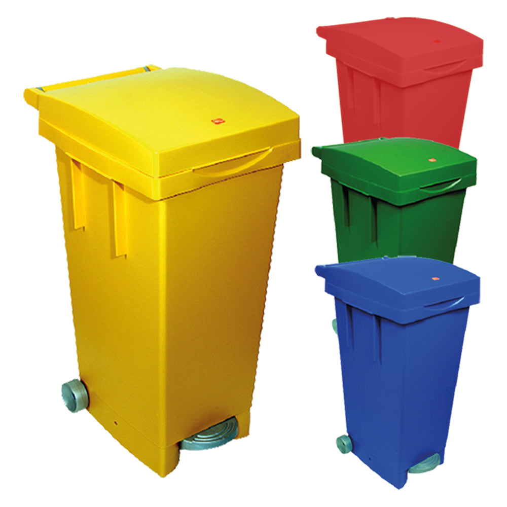 BIDONE IMMONDIZIA CARRELLATO 'BIG TATA' Lt. 80 rosso ICS