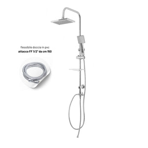 Colonna doccia attrezzata luna ottone cromato soffione e doccetta quadrati *** materiale staffe a parete abs, pezzi 1