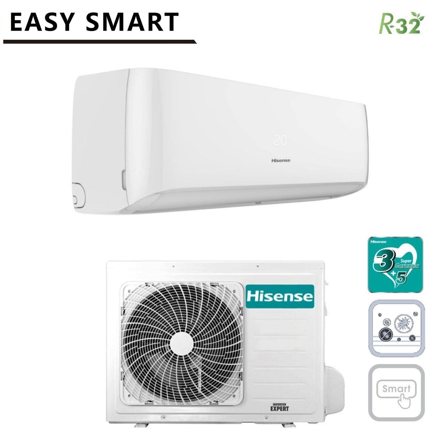 Climatizzatore Condizionatore Inverter Hisense Serie EASY SMART R-32 24000 btu CA70BT01G + CA70BT01W Classe A++