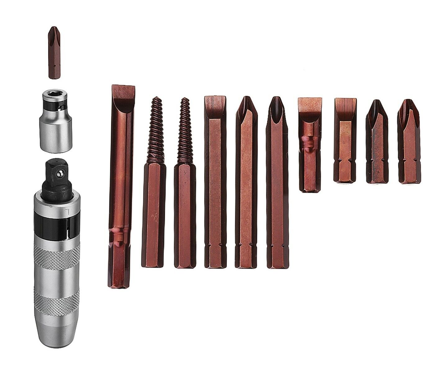 CACCIAVITE GIRAVITE IMPATTO PERCUSSIONE PUNTE REVERSIBILE CHROME VANADIUM 12PZ