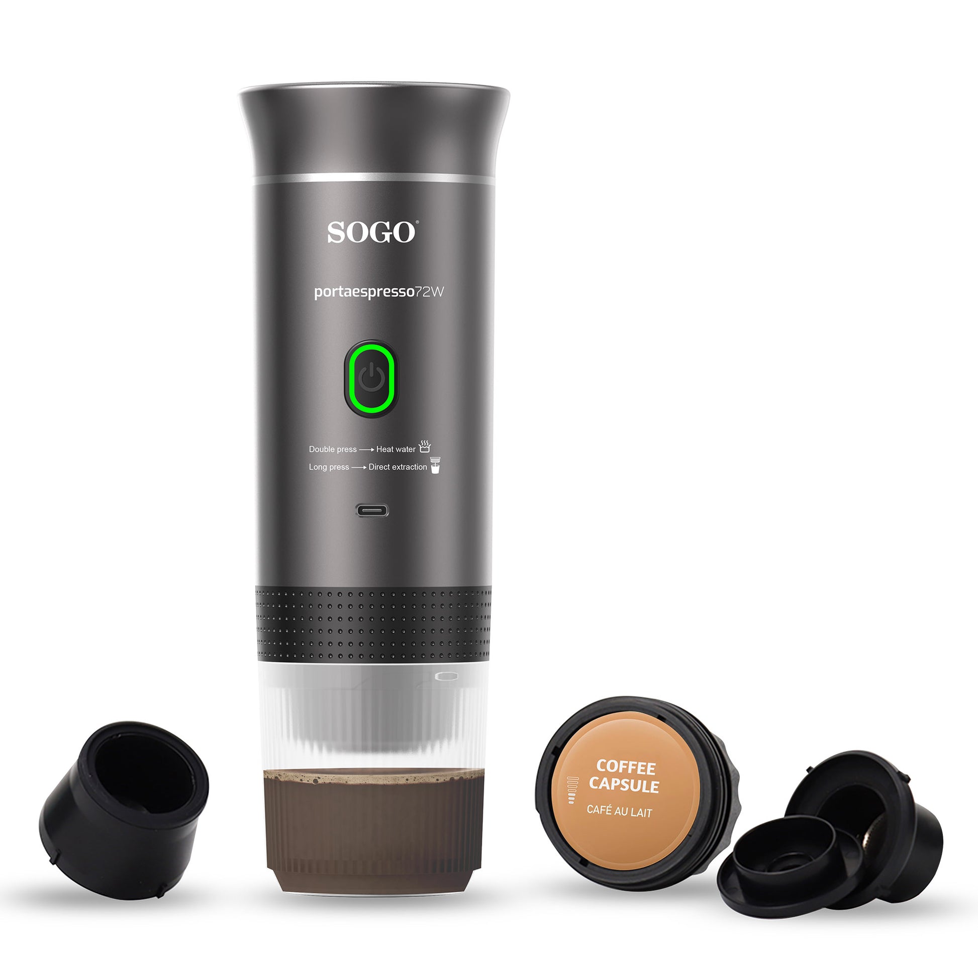 SOGO Macchina Caff? Portatile Ricaricabile 4in1 20 Bar Caldo/Freddo USB-C