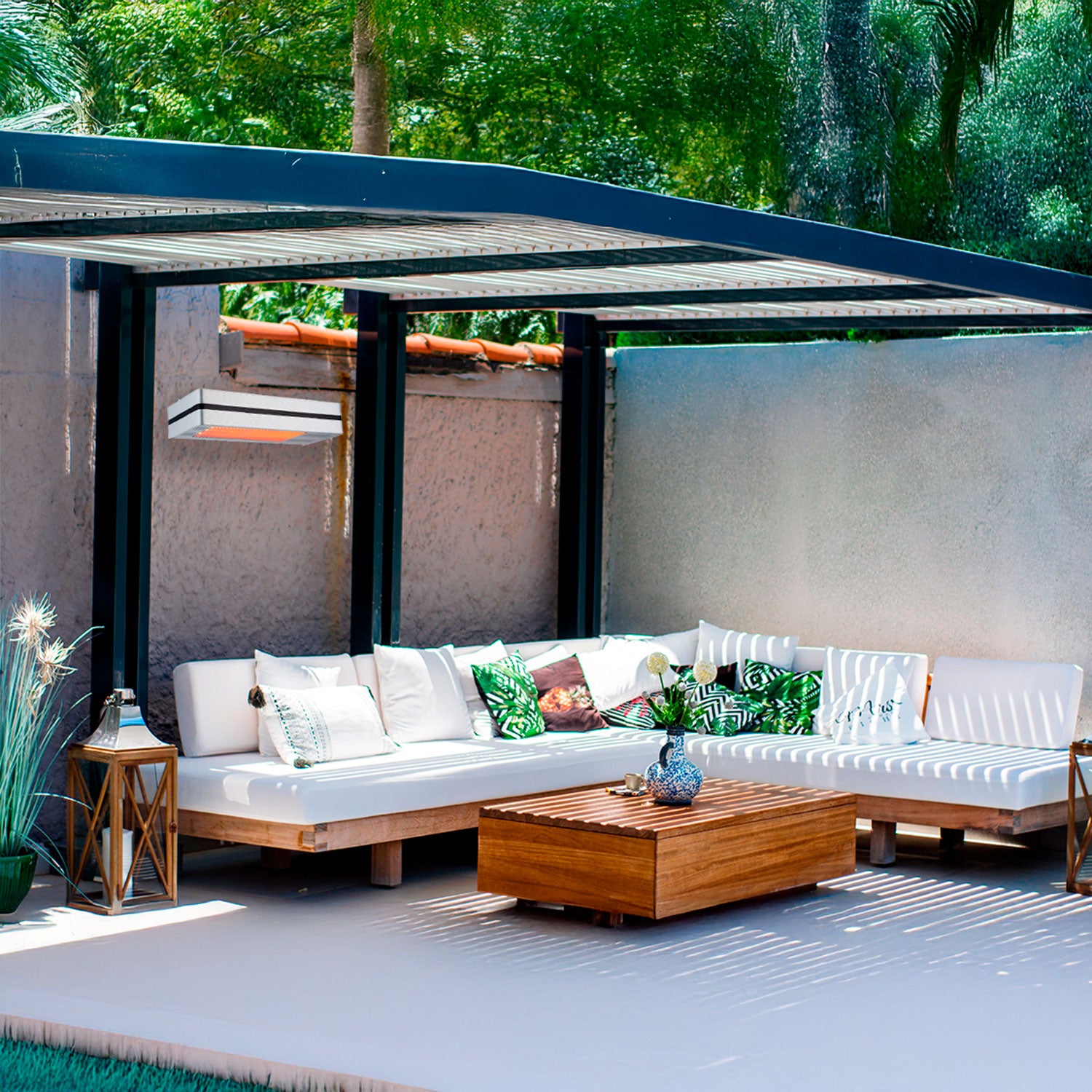 Sined Caldo Ira Inox 2000 Riscaldatore a Infrarossi Da Patio Con 2000w Regolabile Argento Realizzato In Acciaio e Alluminio Telecomando Con Timer Incluso Protezione Ip65 Ideale Per Bar e Ristoranti