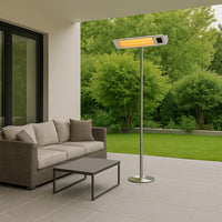 Sined Caldo Ira Inox Palo Stufa Infrarossi Esterno Con Kit Completo Di Palo Da 2000w Grigio Riscaldamento Elettrico Da Esterno a Onda Corta Ira e Telecomando Con Griglia Per Protezione e Display