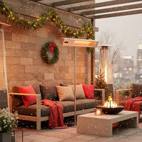 Sined Caldo Ira Inox Palo Stufa Infrarossi Esterno Con Kit Completo Di Palo Da 2000w Grigio Riscaldamento Elettrico Da Esterno a Onda Corta Ira e Telecomando Con Griglia Per Protezione e Display