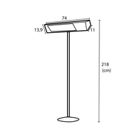 Sined Caldo Ira Inox Palo Stufa Infrarossi Esterno Con Kit Completo Di Palo Da 2000w Grigio Riscaldamento Elettrico Da Esterno a Onda Corta Ira e Telecomando Con Griglia Per Protezione e Display