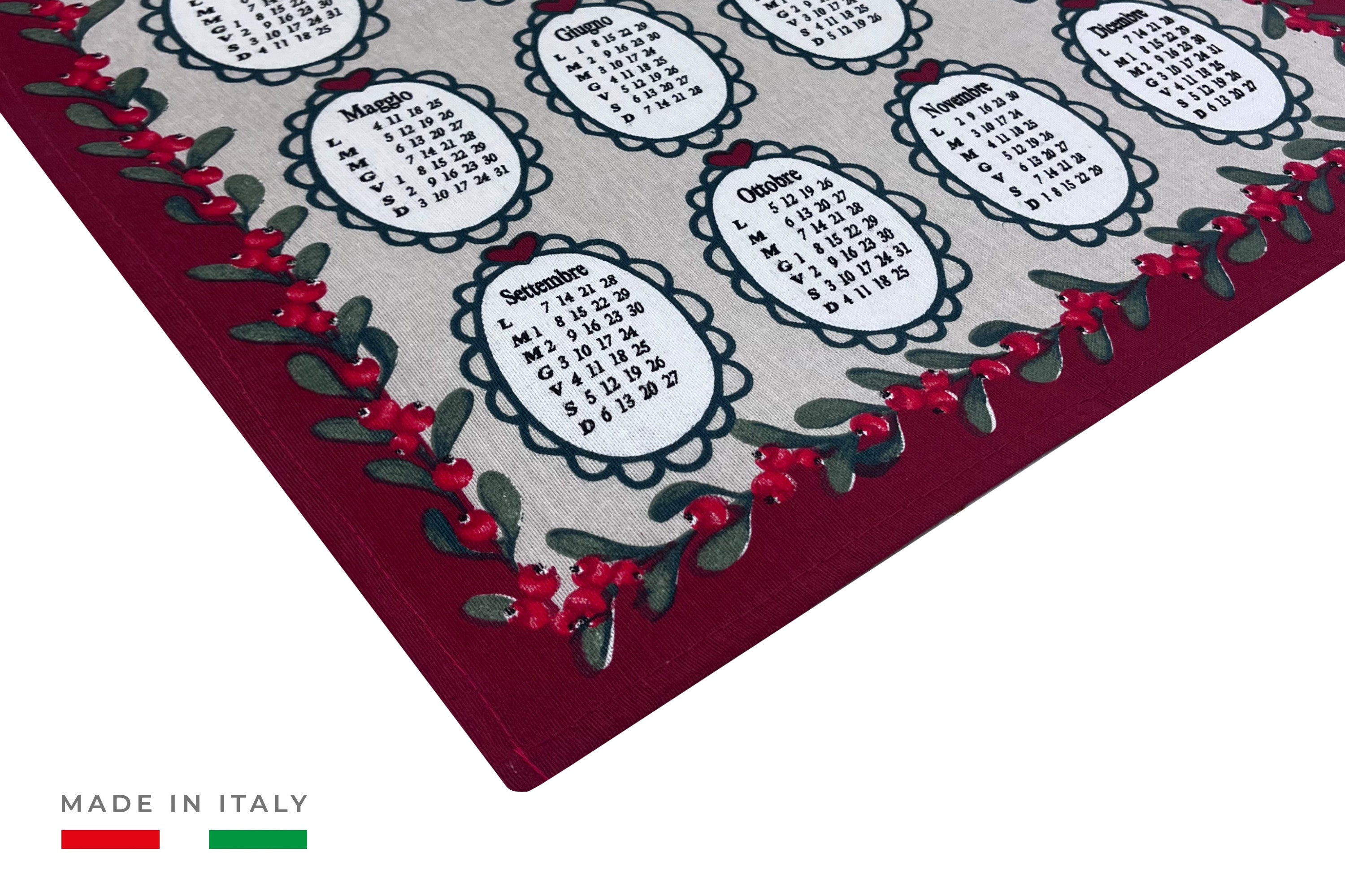 Set 6 Strofinaccio Asciugamano Cucina Natale Calendario In Cotone Made Italy