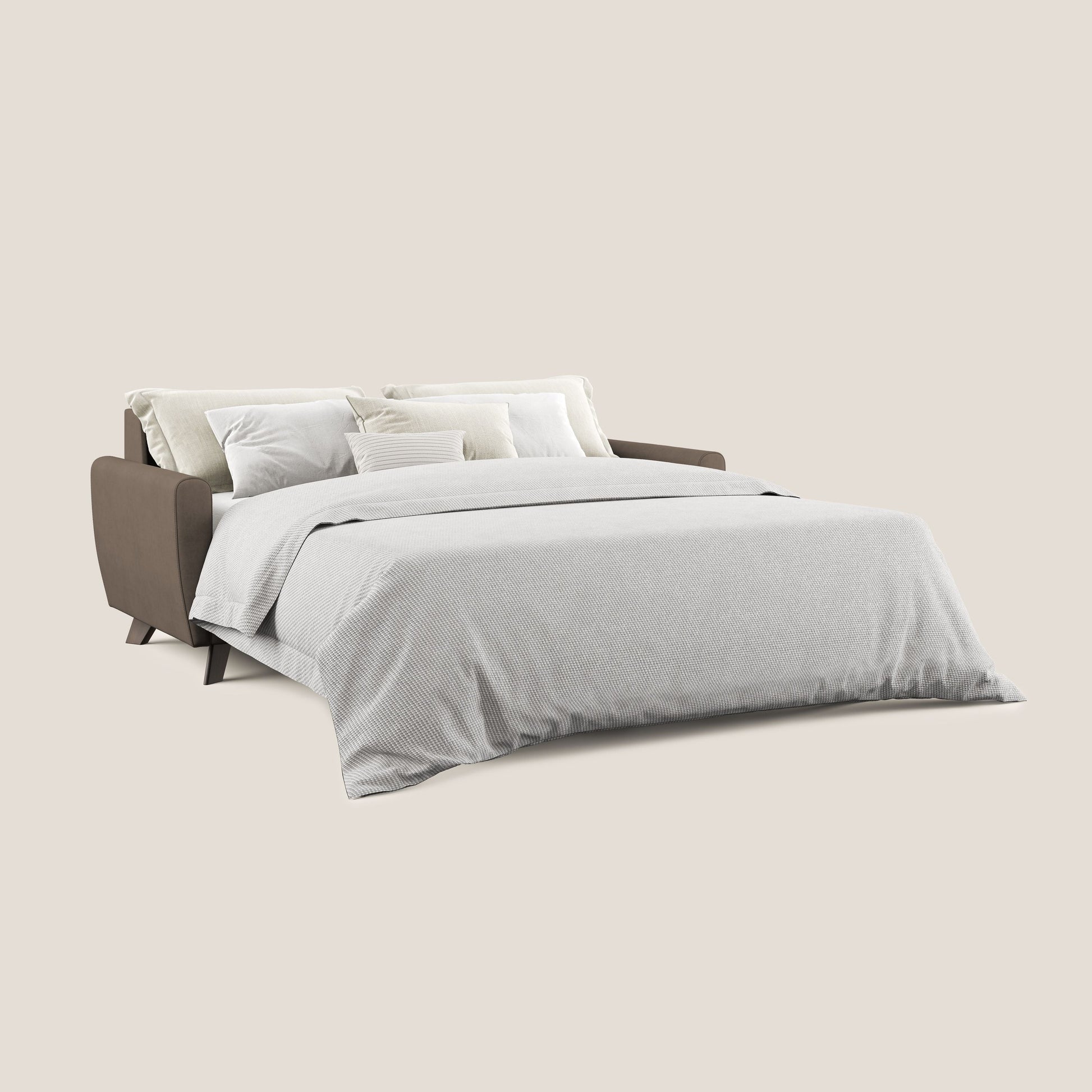 Divano Letto 3 Posti 208x97x96 cm in Tessuto Marrone