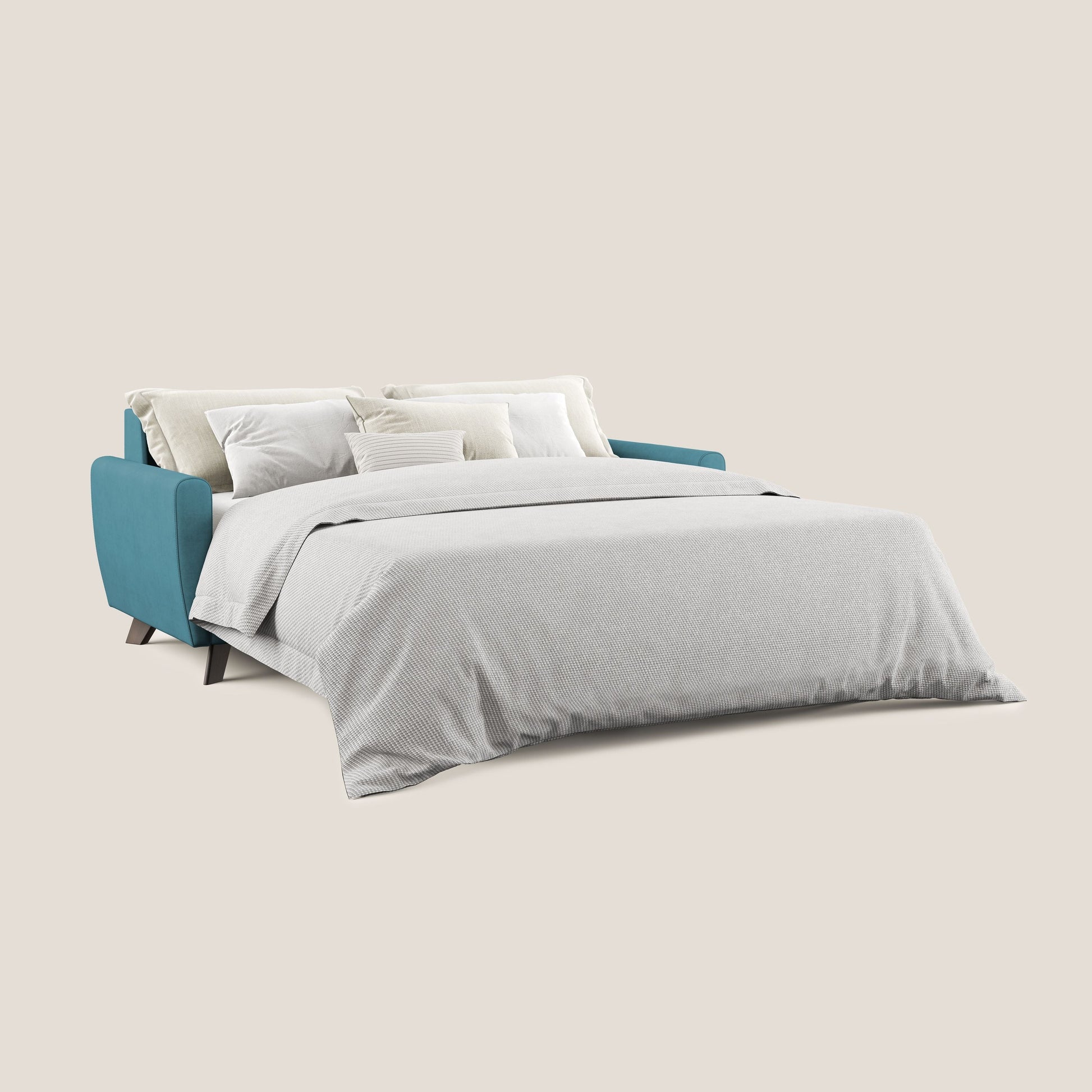 Divano Letto 3 Posti 188x97x96 cm in Tessuto Azzurro