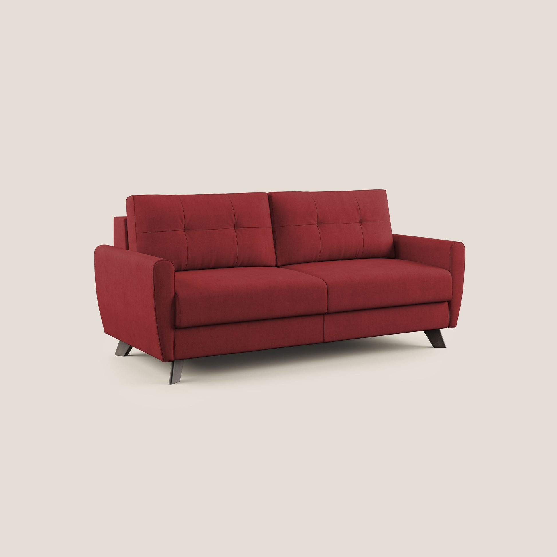 Divano Letto 3 Posti 208x97x96 cm in Tessuto Rosso