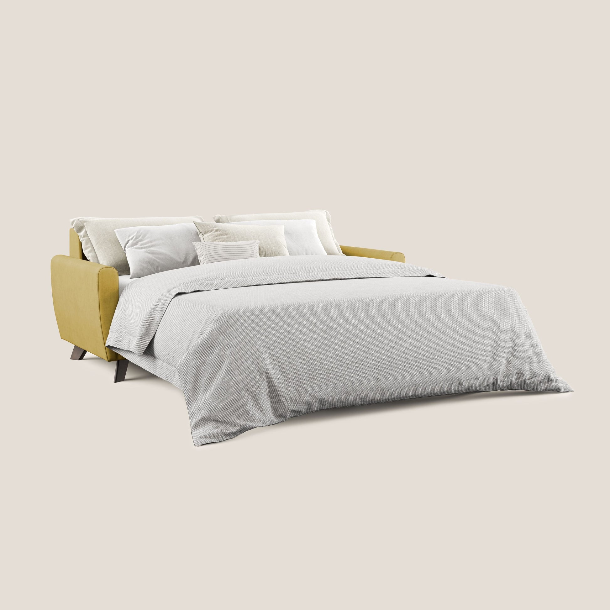 Divano Letto 3 Posti 188x97x96 cm in Tessuto Giallo