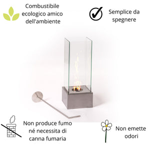 Spiro Camino a Bioetanolo da terra grigrio 65x25x25 cm