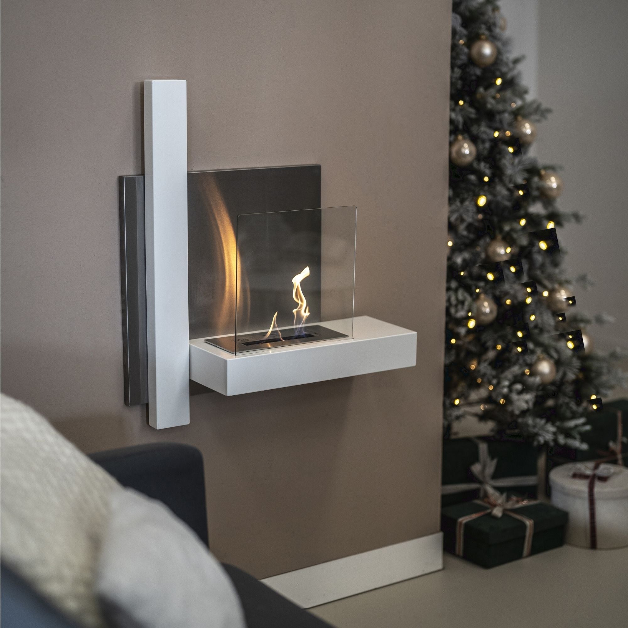 Gram Camino a Bioetanolo da muro bianco 75x63x21 cm