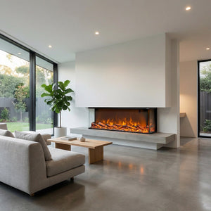 Caminetto Elettrico Trifacciale Nero in Materiale di Alta Qualita con Potenza Riscaldante 7501500W e Comando Frontale e Telecomando SINED CAMINETTOMERANO108