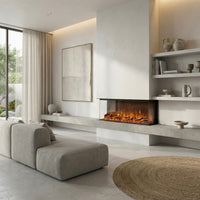 Caminetto Elettrico Trifacciale Nero in Materiale di Alta Qualita con Potenza Riscaldante 7501500W e Comando Frontale e Telecomando SINED CAMINETTOMERANO108