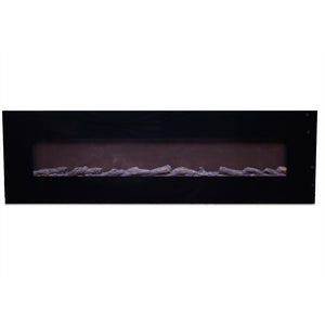 Camino Elettrico da Parete 182,5x55x13,9 cm 1500W Effetto Fiamma Sined Pordoi Nero