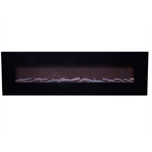 Camino Elettrico da Parete 182,5x55x13,9 cm 1500W Effetto Fiamma Sined Pordoi Nero