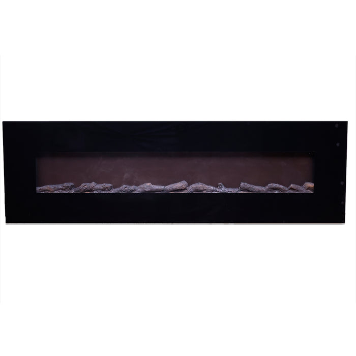 Camino Elettrico da Parete 182,5x55x13,9 cm 1500W Effetto Fiamma Sined Pordoi Nero