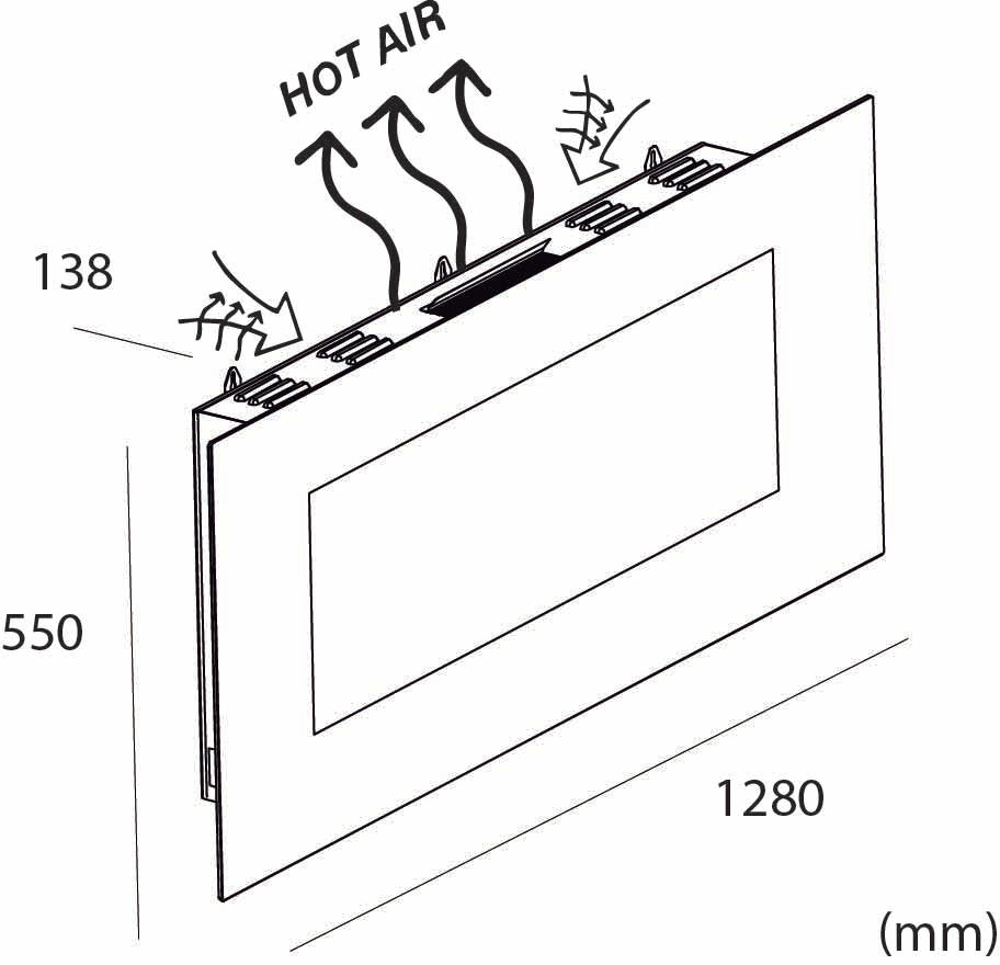 Sined Stelvio Caminetto Elettrico Da Parete In Acciaio e Vetro Da 1500w Incluso Telecomando Nero Realistico Effetto Fiamma Led 6 Livelli Intensita Telecomando Per Casa Ufficio Attivita Commerciali