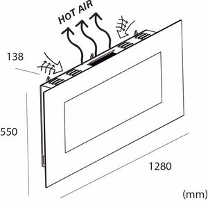Sined Stelvio Caminetto Elettrico Da Parete In Acciaio e Vetro Da 1500w Incluso Telecomando Nero Realistico Effetto Fiamma Led 6 Livelli Intensita Telecomando Per Casa Ufficio Attivita Commerciali