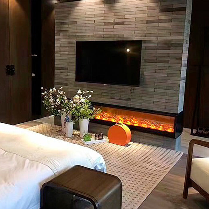 Sined Caminetto Vesuvio Caminetto Elettrico Da Incasso Lungo 2 Mt a 1500w Nero