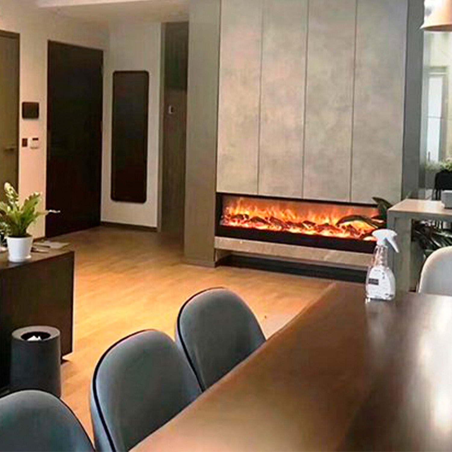 Sined Caminetto Vesuvio Caminetto Elettrico Da Incasso Lungo 2 Mt a 1500w Nero