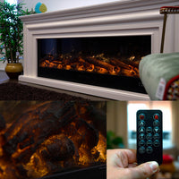 Sined Caminetto Vulture Caminetto Elettrico Da Incasso Lungo 150 Cm 1500w Nero Effetto Fiamma 6 Livelli Comandi Manuali e Telecomando Incluso Realizzato Con Pannelli Laminati a Freddo