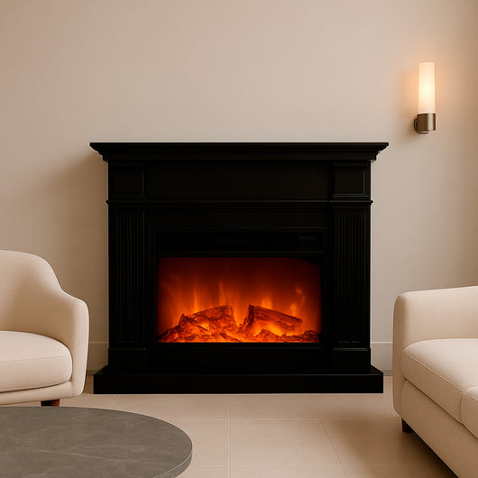 Mpc Camino Caldera Camino Da Pavimento Con Cornice e Bruciatore Elettrico Da 1500w Nero Telecomando Incluso Possibile Utilizzare Il Solo Effetto Fiamma Adatto Per Gli Ambienti Di Casa o Ufficio