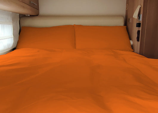 Completo Lenzuola Camper Roulotte 100% Cotone PERSONALIZZABILE Tinta Unita - Singolo - Arancio