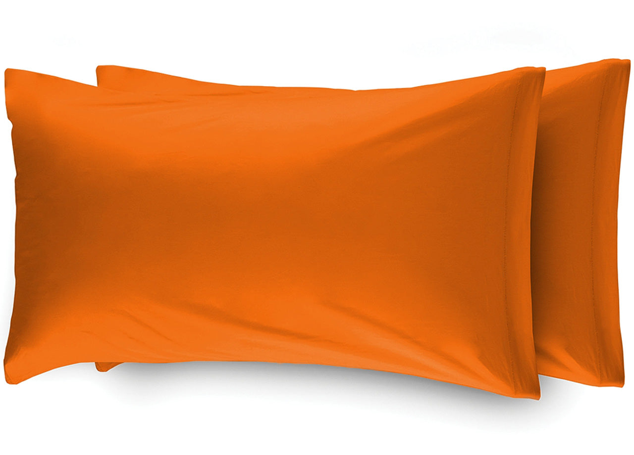 Coppia Federe Per Camper Roulotte Con Patella 100% Cotone Tinta Unita - Federe - Arancio