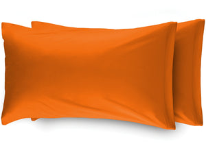 Coppia Federe Per Camper Roulotte Con Patella 100% Cotone Tinta Unita - Federe - Arancio