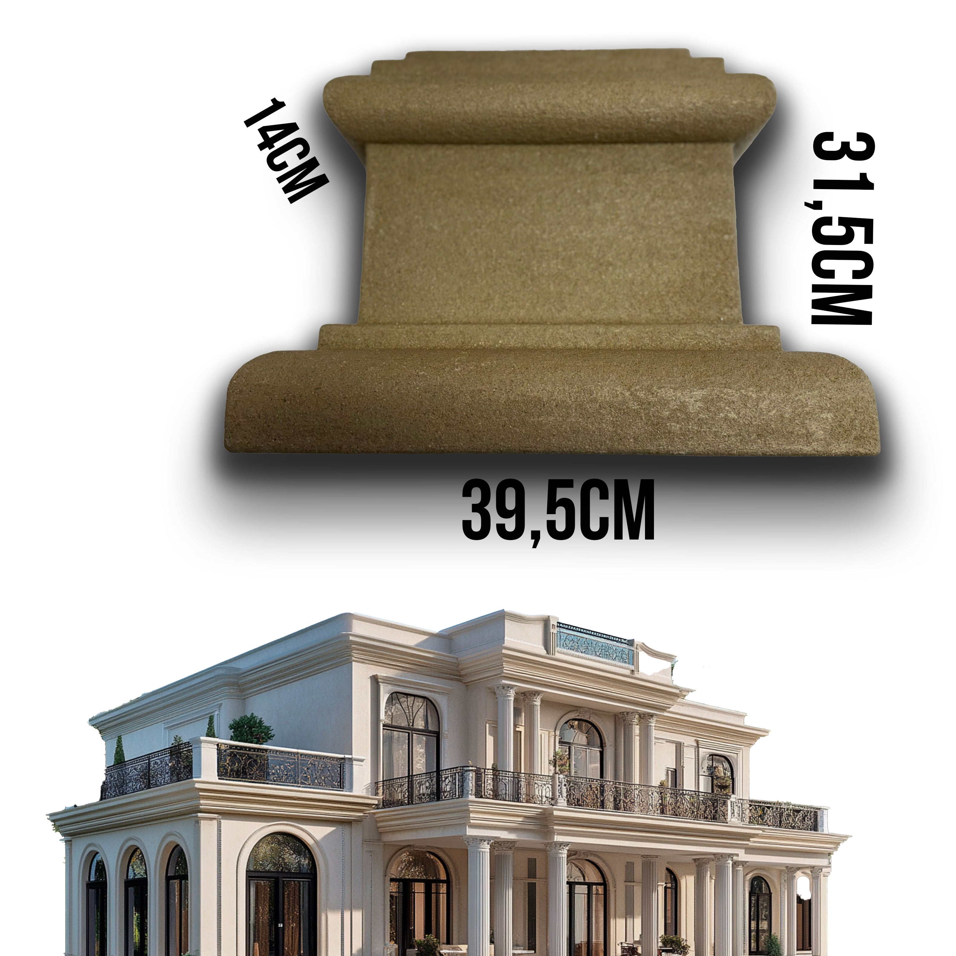 pz *** STOCK *** Fregio capitello cimasa per esterno in xps resinati 39,5x31,5x14cm PDB10