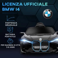 Macchina Elettrica per Bambini 3-6 Anni con Licenza BMW con Telecomando, Clacson e Fari, 115x67x45 cm, Nera