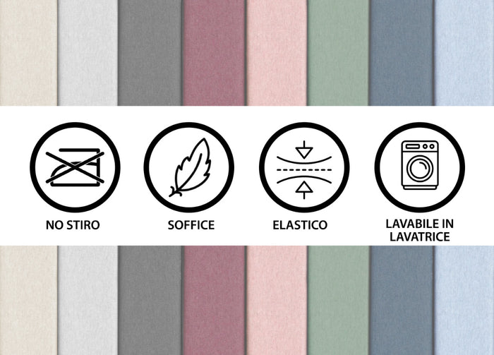 Lenzuola Sotto Con Angoli No Stiro In Tinta Unita Melange Modello Jersey - 1 Piazza - Rosa