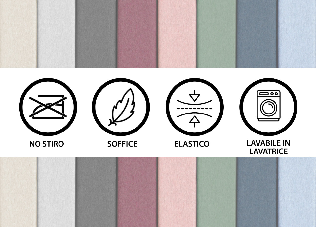 Lenzuola Sotto Con Angoli No Stiro In Tinta Unita Melange Modello Jersey - 1 Piazza e Mezza - Blu