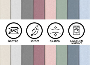 Lenzuola Sotto Con Angoli No Stiro In Tinta Unita Melange Modello Jersey - 1 Piazza e Mezza - Blu