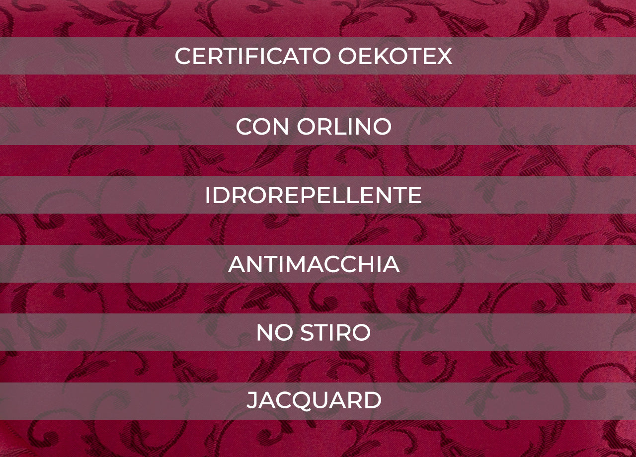 Tovaglia Natale Cucina Soggiorno Antimacchia Idrorepellente Jacquard Queen Bordeaux - 140x300 - Queen