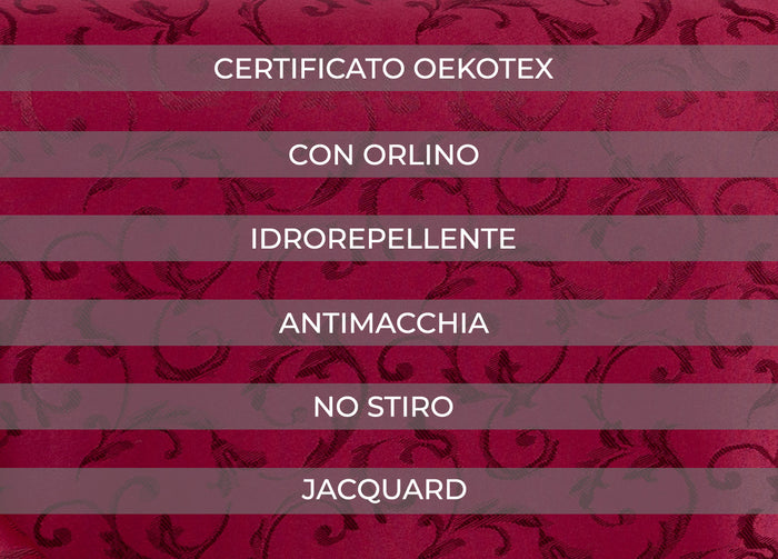 Tovaglia Natale Cucina Soggiorno Antimacchia Idrorepellente Jacquard Queen Bordeaux - 40x140 - Queen