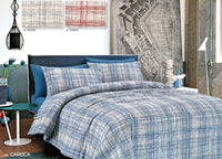 Completo Lenzuola In 100% Cotone Disegno Carioca - Matrimoniale - Blu