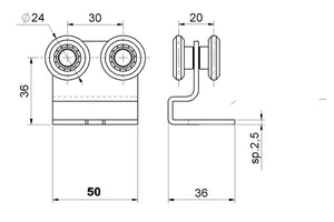 CARRELLO A 4 RUOTE PER PORTE E CANCELLI MM.24