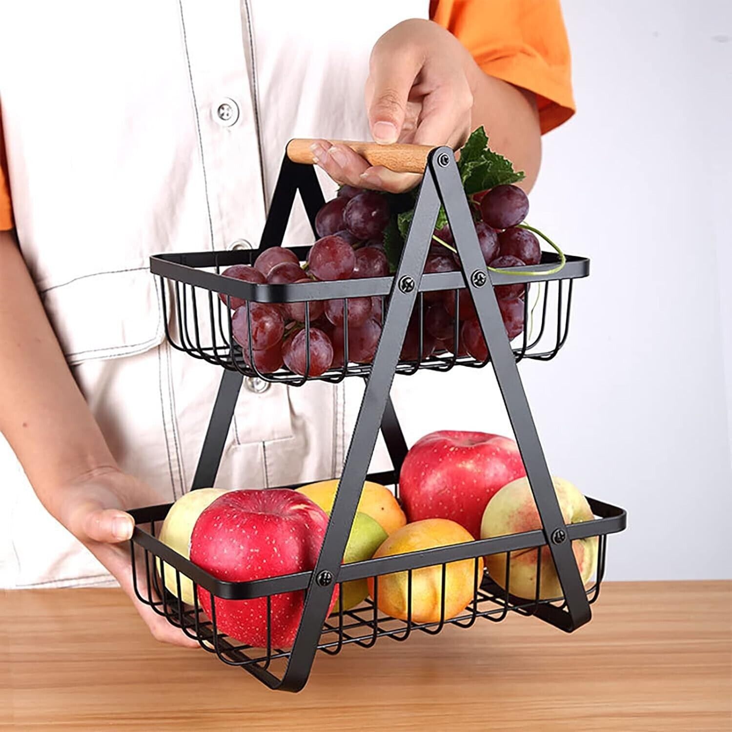 CARRELLO CESTO PORTATUTTO PORTA FRUTTA VERDURA 2 LIVELLI IN METALLO 69141 MJ2032