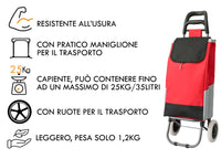 Carrello Spesa Con Ruote Trolley Portaspesa Con Manico Corrado - Carrello - Rosso